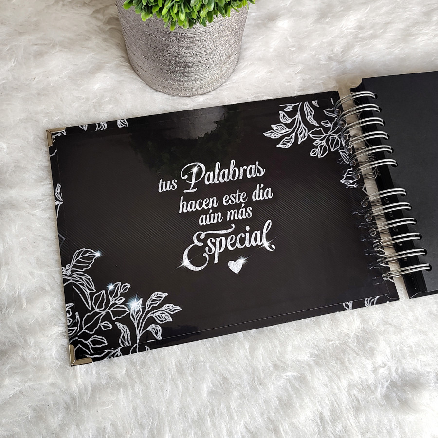 Libro de Firmas XV Años - Negro y Plateado