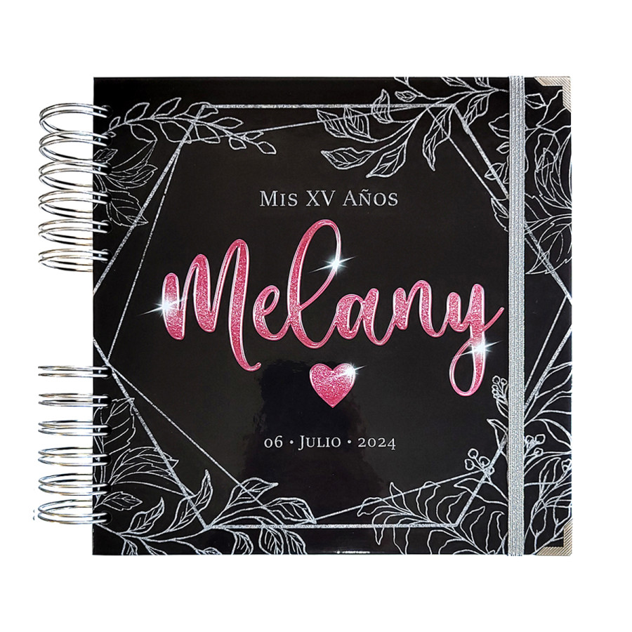 Libro de Firmas XV Años - Negro, Plata y Rosa