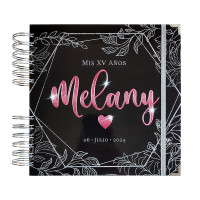 Libro de Firmas XV Años - Negro, Plata y Rosa