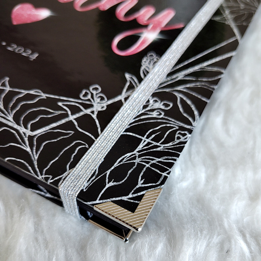 Libro de Firmas XV Años - Negro, Plata y Rosa