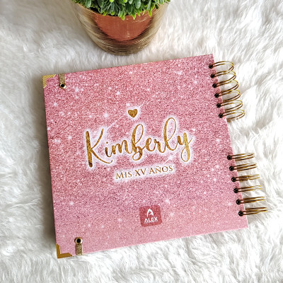 Guestbook XV Años Libro de Firmas -  Rosa y Dorado