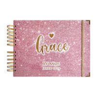 Guestbook XV Años Libro de Firmas -  Rosa y Dorado