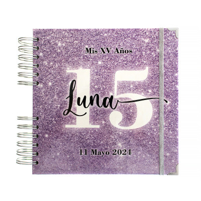 Libro de Firmas XV Años - Morado Glitter y Plateado Libro de Firmas XV Años - Morado Glitter y Plateado