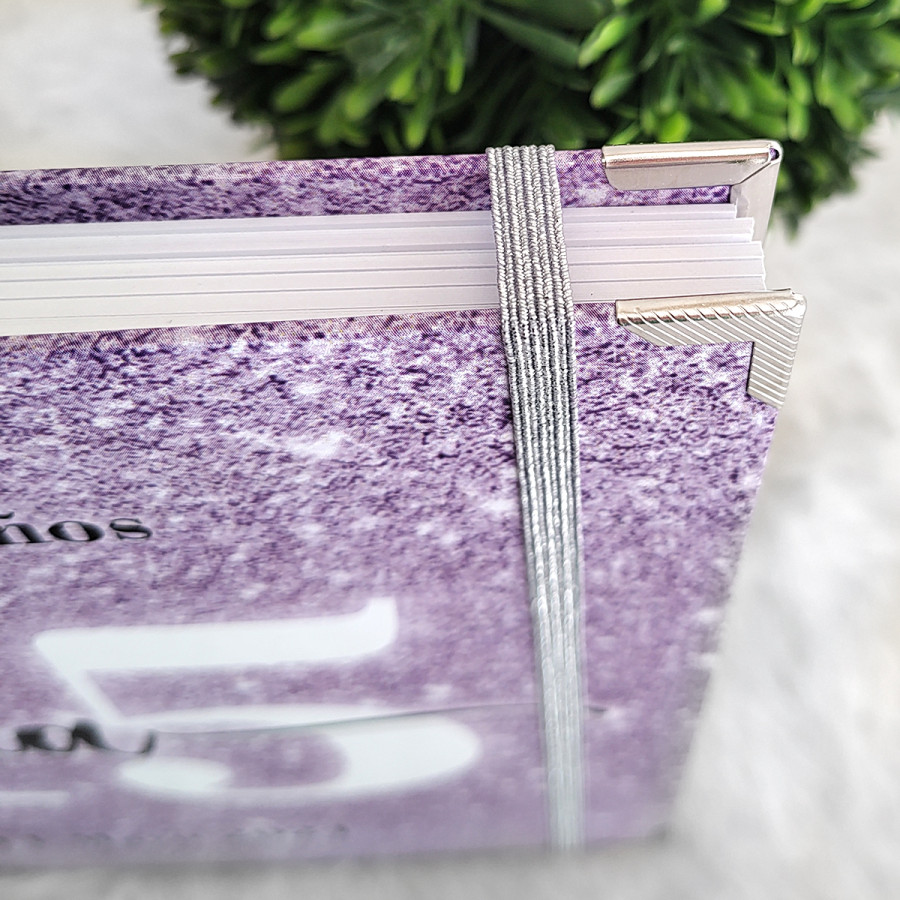 Libro de Firmas XV Años - Morado Glitter y Plateado