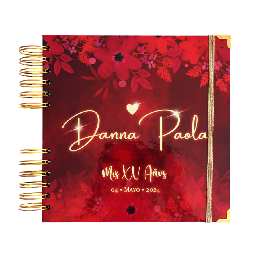 Libro de Firmas, Guestbook XV Años -  Rojo y Dorado