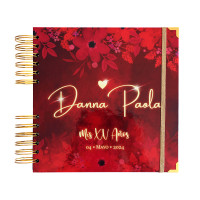 Libro de Firmas, Guestbook XV Años -  Rojo y Dorado