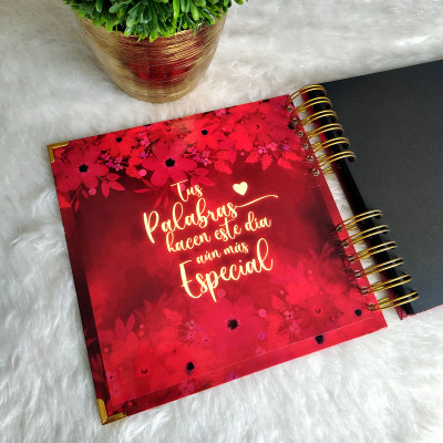 Libro de Firmas, Guestbook XV Años -  Rojo y Dorado