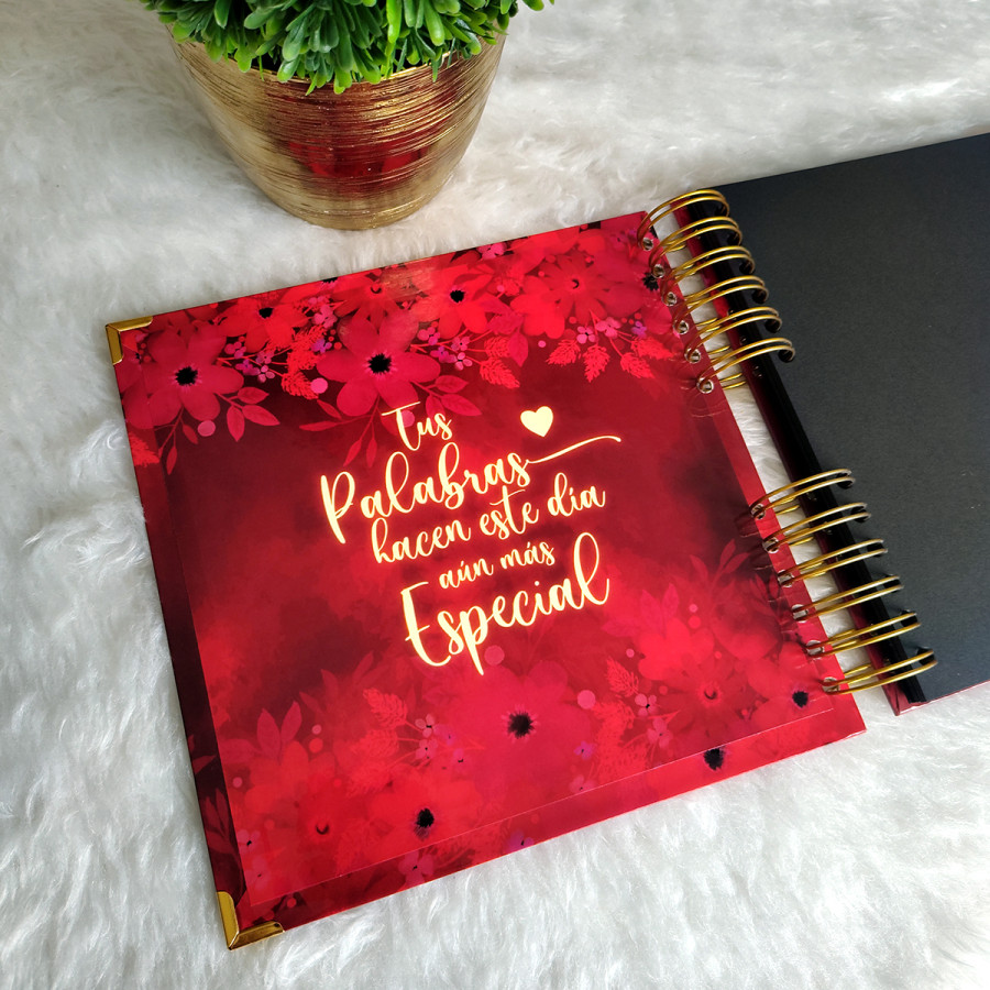 Libro de Firmas, Guestbook XV Años -  Rojo y Dorado