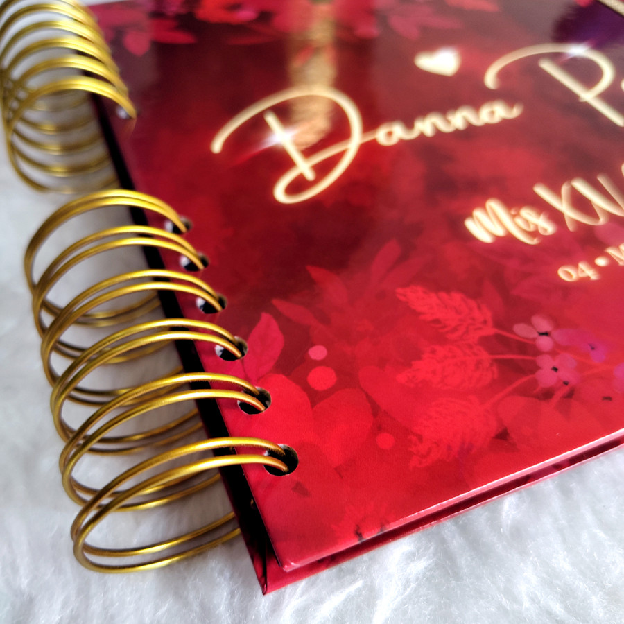 Libro de Firmas, Guestbook XV Años -  Rojo y Dorado