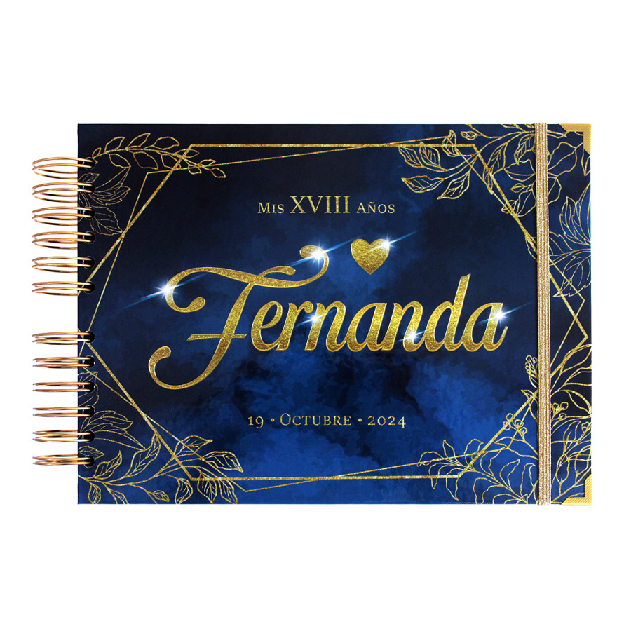 Libro de Firmas, Guestbook XV Años - Azul y Dorado