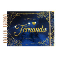 Libro de Firmas, Guestbook XV Años - Azul y Dorado