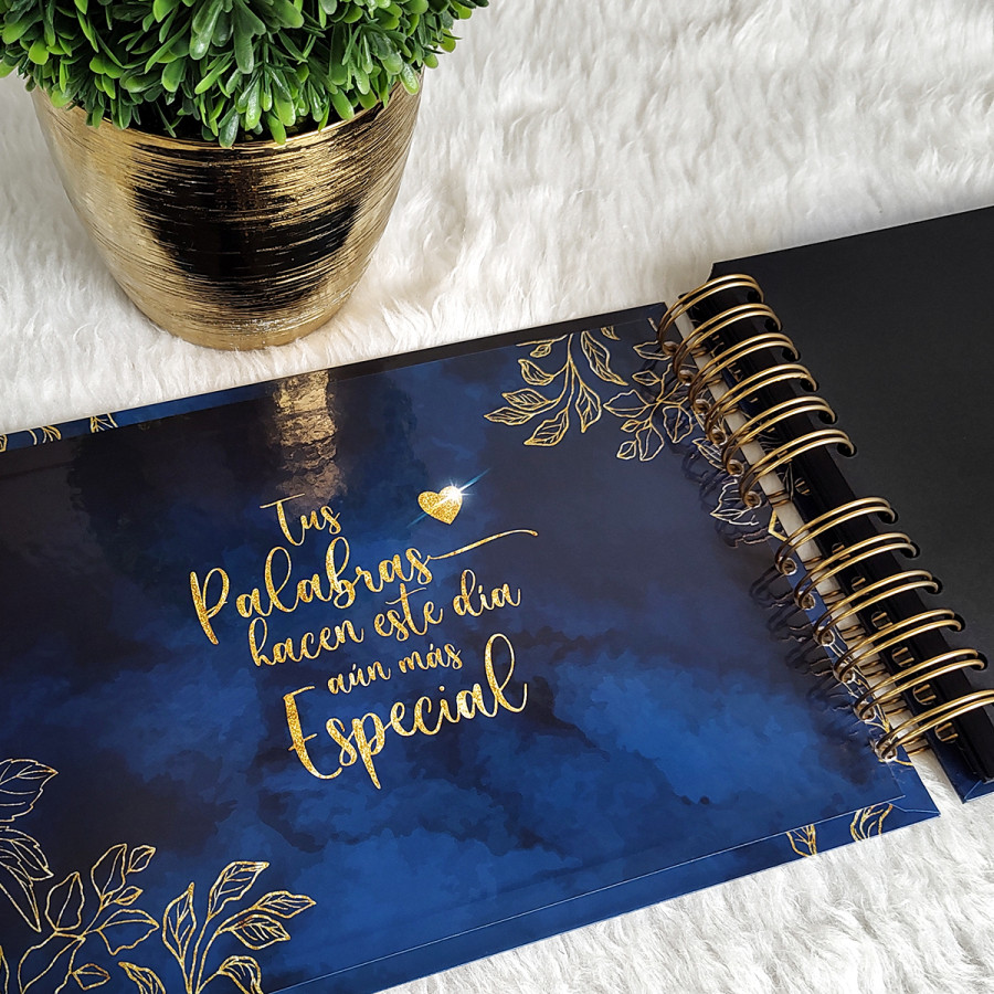 Libro de Firmas, Guestbook XV Años - Azul y Dorado