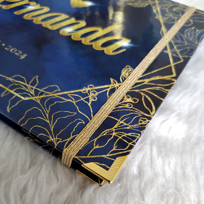 Libro de Firmas, Guestbook XV Años - Azul y Dorado