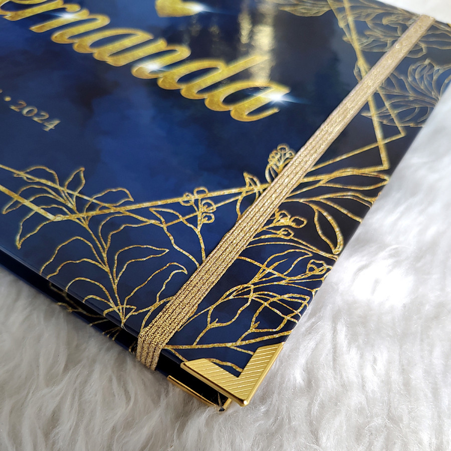 Libro de Firmas, Guestbook XV Años - Azul y Dorado