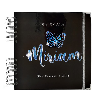 Libro de Firmas XV Años - Negro y Azul Mariposa Libro de Firmas XV Años - Negro y Azul Mariposa