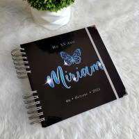 Libro de Firmas XV Años - Negro y Azul Mariposa