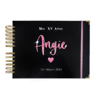 Libro de Firmas XV Años - Negro y Rosa