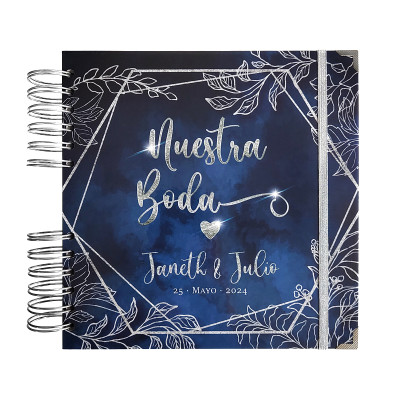 Libro de Firmas de Boda - Azul y Plateado Libro de Firmas de Boda - Azul y Plateado