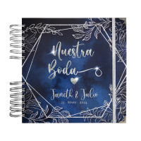 Libro de Firmas de Boda - Azul y Plateado