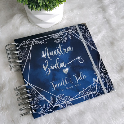 Libro de Firmas de Boda - Azul y Plateado Libro de Firmas de Boda - Azul y Plateado