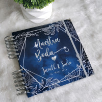 Libro de Firmas de Boda - Azul y Plateado
