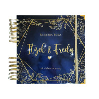 Libro de Firmas de Boda - Azul y Dorado