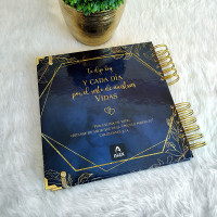 Libro de Firmas de Boda - Azul y Dorado