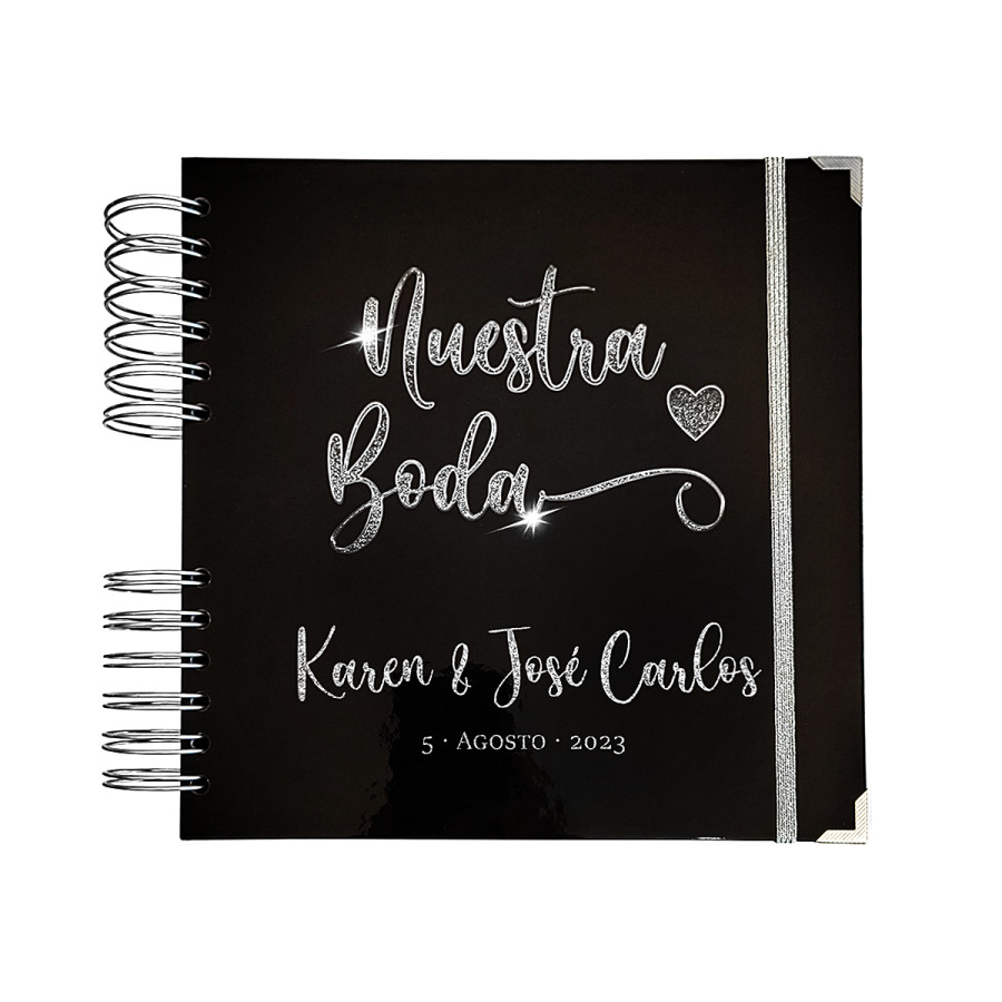 Libro de Firmas de Boda - Negro y Plateado
