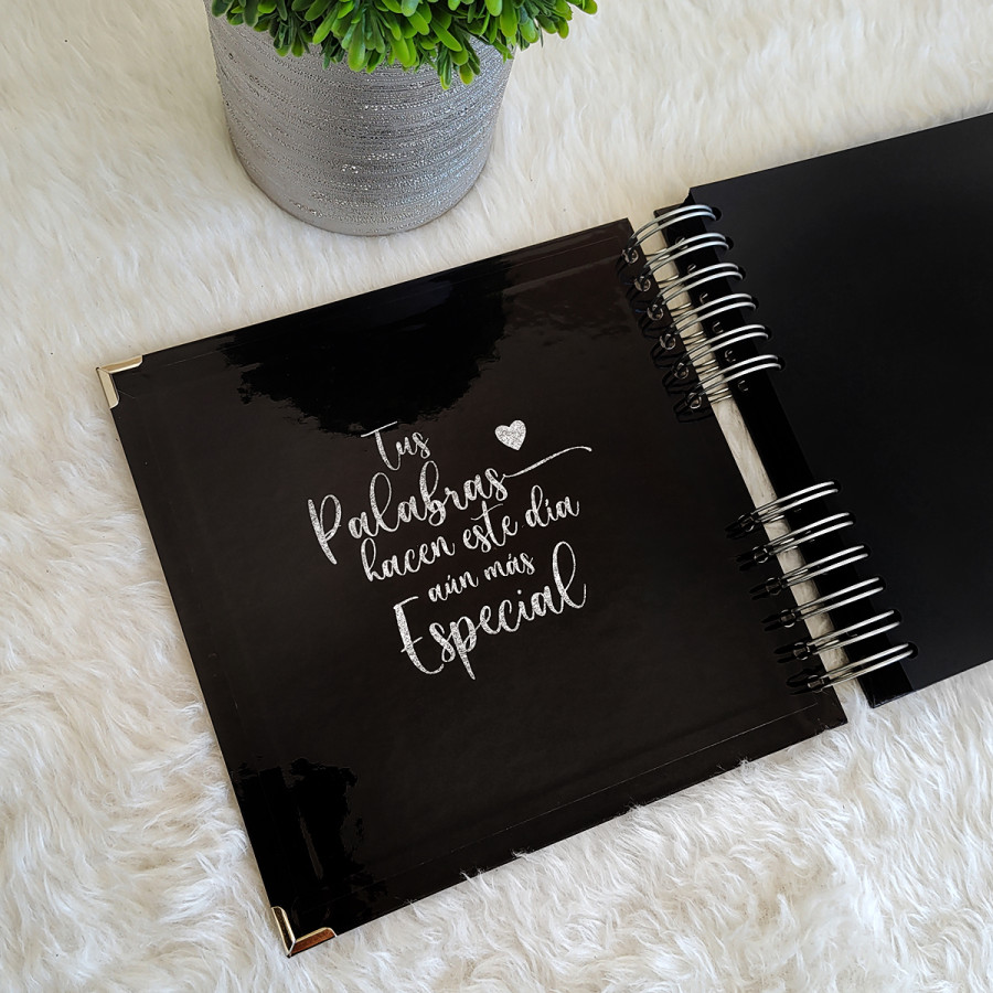 Libro de Firmas de Boda - Negro y Plateado