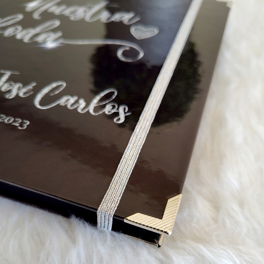 Libro de Firmas de Boda - Negro y Plateado