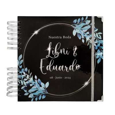 Libro de Firmas de Boda - Negro, Plata y Azul Libro de Firmas de Boda - Negro, Plata y Azul