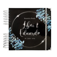 Libro de Firmas de Boda - Negro, Plata y Azul