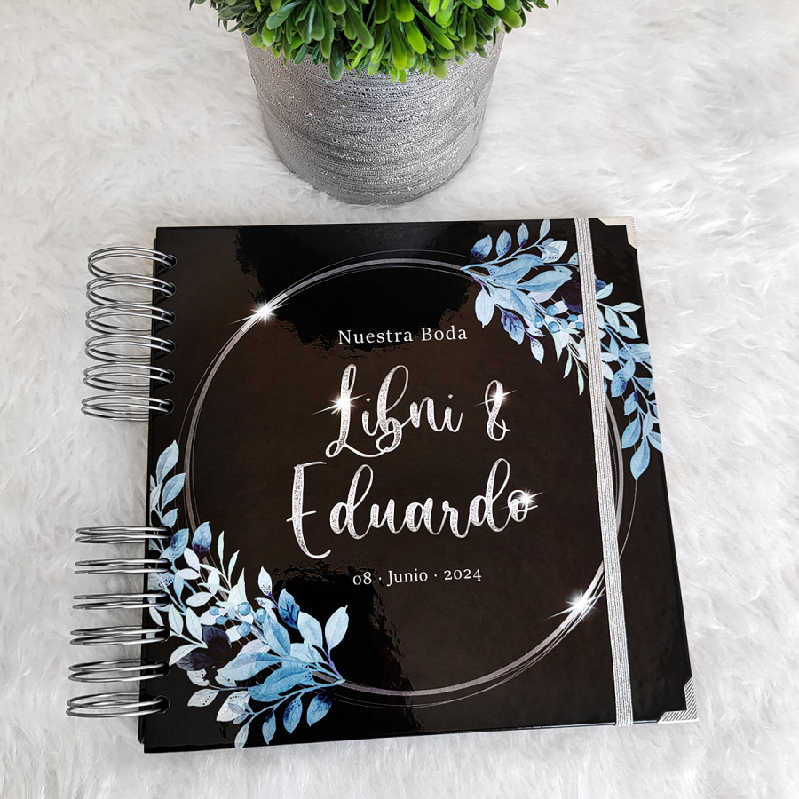 Libro de Firmas de Boda - Negro, Plata y Azul