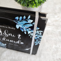 Libro de Firmas de Boda - Negro, Plata y Azul