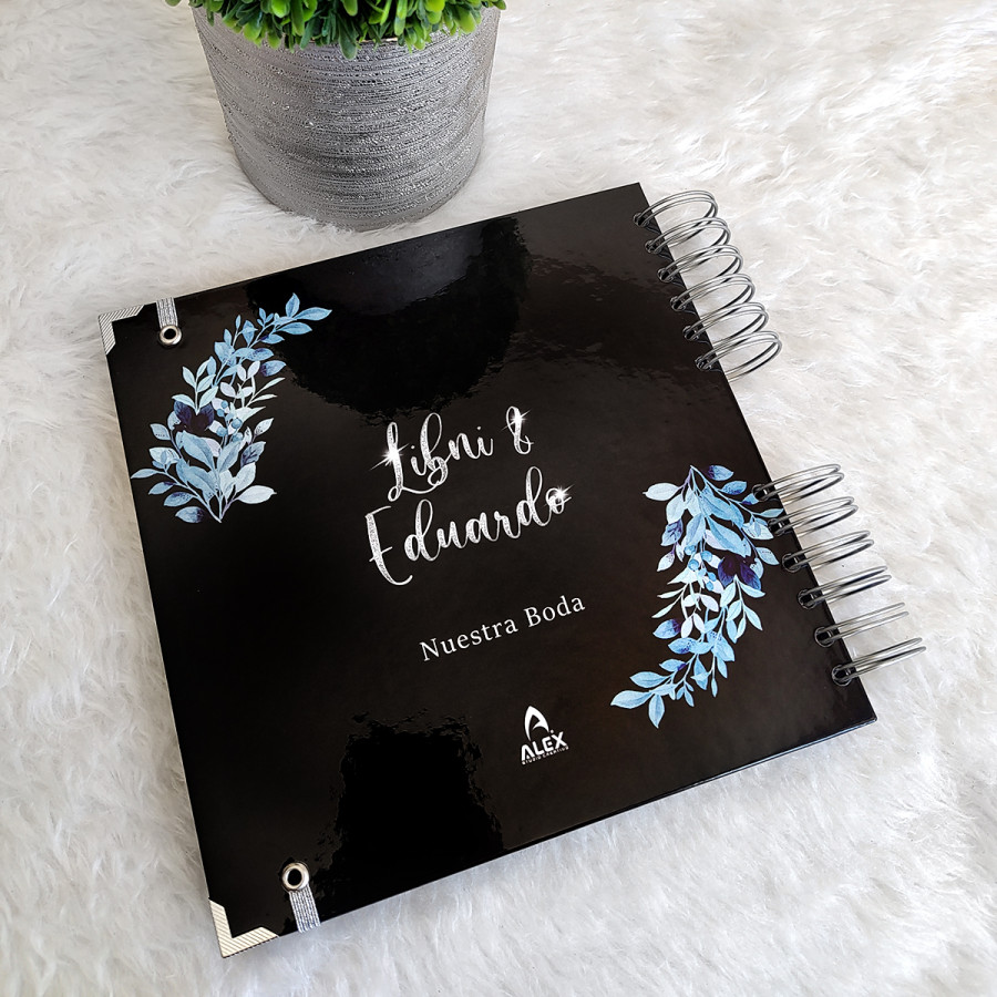 Libro de Firmas de Boda - Negro, Plata y Azul