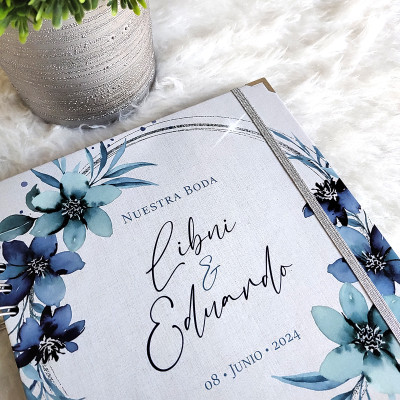 Libro de Firmas de Boda - Azul y Plateado Libro de Firmas de Boda - Azul y Plateado