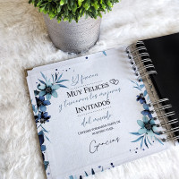 Libro de Firmas de Boda - Azul y Plateado