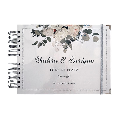 Libro de Firmas de Boda o Aniversario - Flores Blancas Libro de Firmas de Boda o Aniversario - Flores Blancas