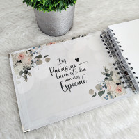 Libro de Firmas de Boda o Aniversario - Flores Blancas