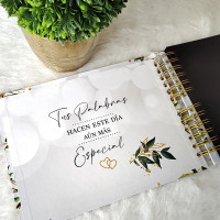 Libro de Firmas de Boda - Hojas Verdes y Dorado