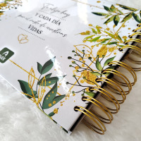 Libro de Firmas de Boda - Hojas Verdes y Dorado