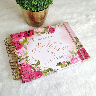 Libro de Firmas de Boda - Flores Rosas