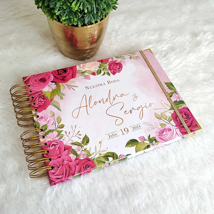 Libro de Firmas de Boda - Flores Rosas
