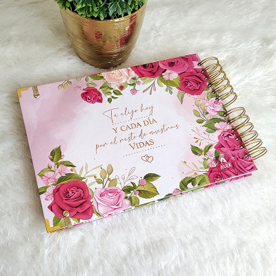Libro de Firmas de Boda - Flores Rosas