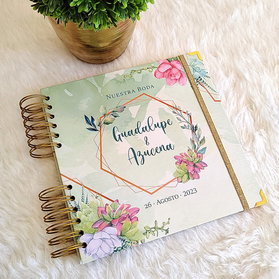 Libro de Firmas de Boda - Verde y Suculentas