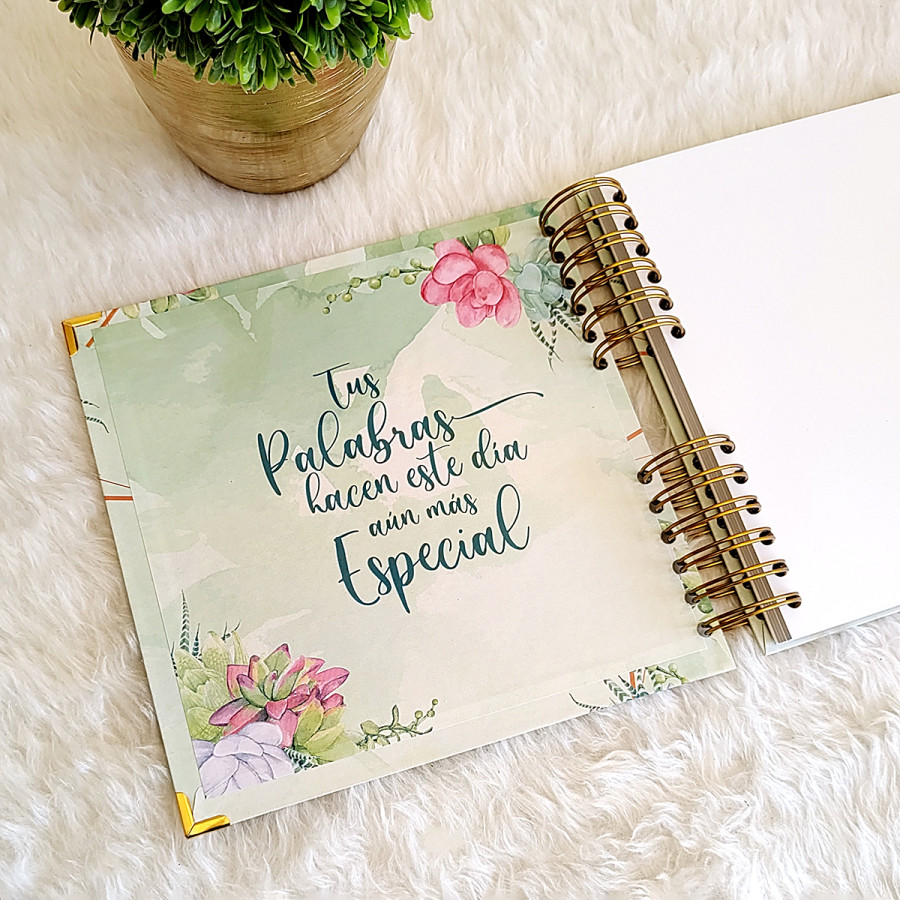 Libro de Firmas de Boda - Verde y Suculentas