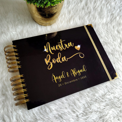 Libro de Firmas de Boda - Negro y Dorado