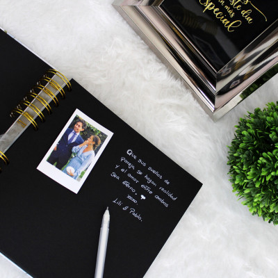 Libro de Firmas de Boda - Negro y Dorado