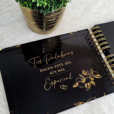 Libro de Firmas de Boda - Negro y Dorado 3