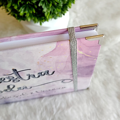 Libro de Firmas de Boda - Lila y Plateado